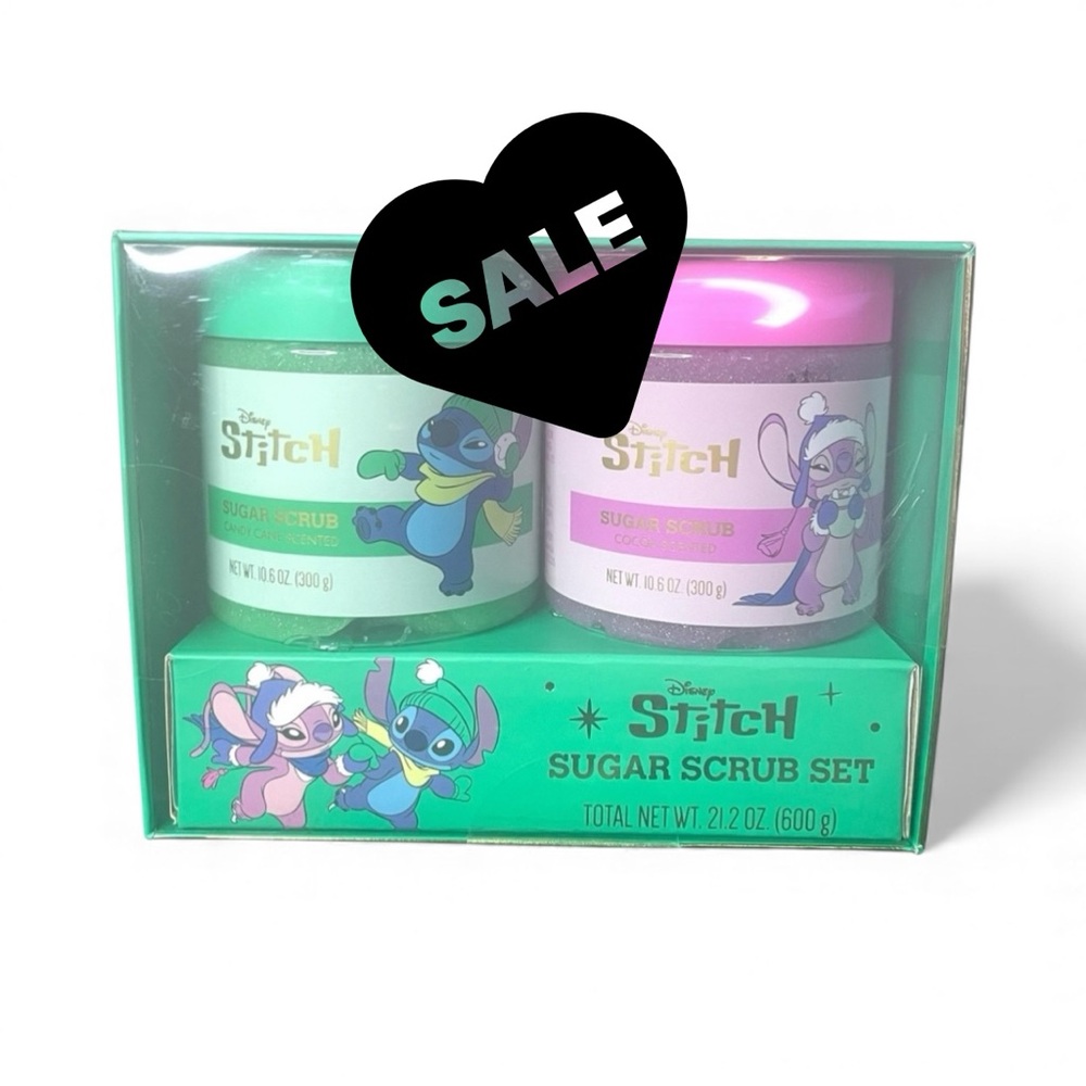 Stitch Sugar Scrub Set Christmas Theme Candy Cane & Cocoa Scented Lilo NEW NIP